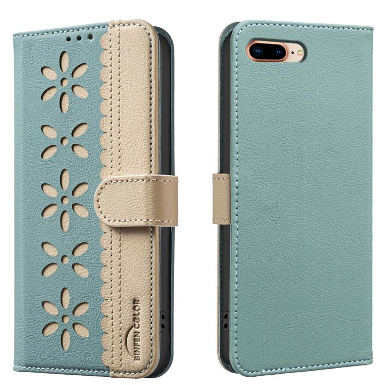 غطاء هاتف جلدي بنمط زهرة مجوفة ملونة مع توصيل وخاصية RFID، لهواتف iPhone XS Max، iPhone 6 Plus / 7 Plus / 8 Plus، iPhone 6 / 7 / 8