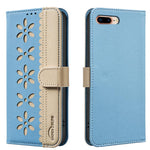 غطاء هاتف جلدي بنمط زهرة مجوفة ملونة مع توصيل وخاصية RFID، لهواتف iPhone XS Max، iPhone 6 Plus / 7 Plus / 8 Plus، iPhone 6 / 7 / 8