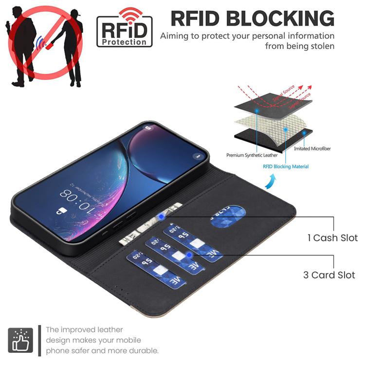 غطاء هاتف جلدي بنمط زهرة مجوفة ملونة مع توصيل وخاصية RFID، لهواتف iPhone XS Max، iPhone 6 Plus / 7 Plus / 8 Plus، iPhone 6 / 7 / 8