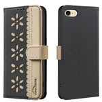 غطاء هاتف جلدي بنمط زهرة مجوفة ملونة مع توصيل وخاصية RFID، لهواتف iPhone XS Max، iPhone 6 Plus / 7 Plus / 8 Plus، iPhone 6 / 7 / 8