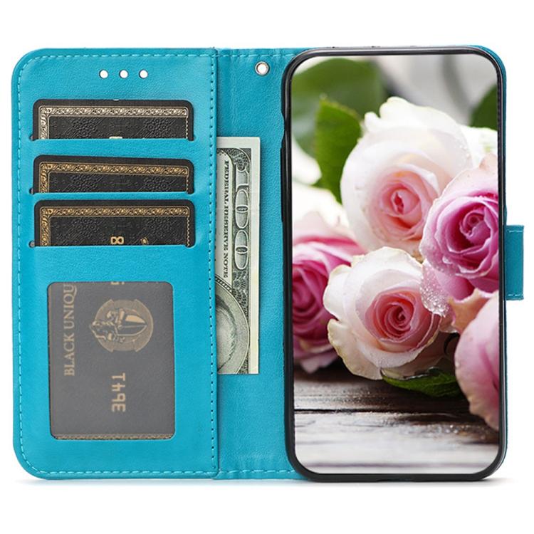 غطاء هاتف جلدي منقوش بوردة وفراشة، لهواتف iPhone 17e / 16e، iPhone 17 Pro Max، iPhone 17 Pro، iPhone 17، iPhone Air