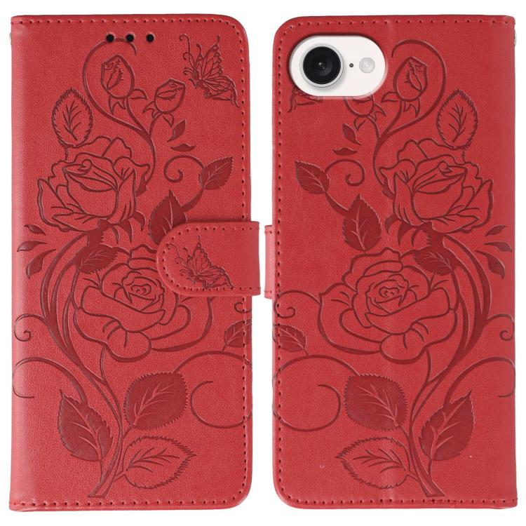 غطاء هاتف جلدي منقوش بوردة وفراشة، لهواتف iPhone 17e / 16e، iPhone 17 Pro Max، iPhone 17 Pro، iPhone 17، iPhone Air
