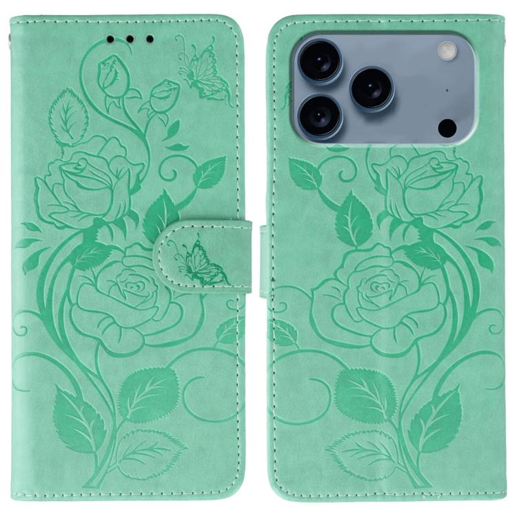 غطاء هاتف جلدي منقوش بوردة وفراشة، لهواتف iPhone 17e / 16e، iPhone 17 Pro Max، iPhone 17 Pro، iPhone 17، iPhone Air