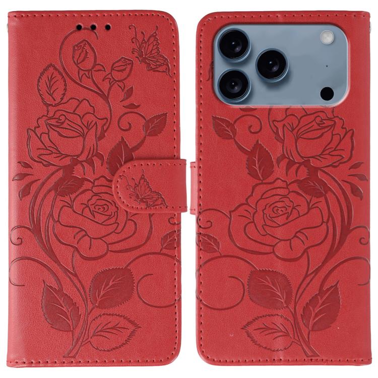 غطاء هاتف جلدي منقوش بوردة وفراشة، لهواتف iPhone 17e / 16e، iPhone 17 Pro Max، iPhone 17 Pro، iPhone 17، iPhone Air