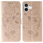 غطاء هاتف جلدي منقوش بوردة وفراشة، لهواتف iPhone 17e / 16e، iPhone 17 Pro Max، iPhone 17 Pro، iPhone 17، iPhone Air
