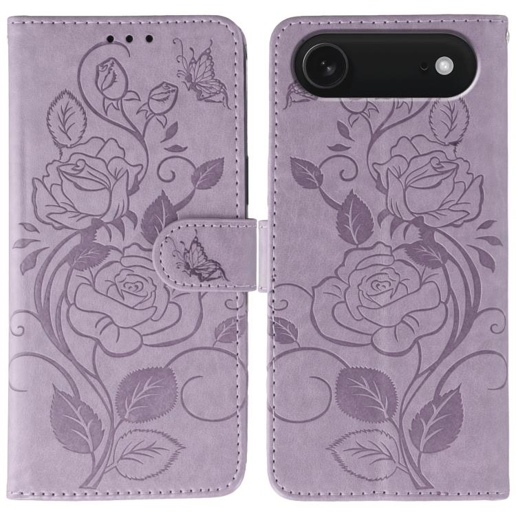 غطاء هاتف جلدي منقوش بوردة وفراشة، لهواتف iPhone 17e / 16e، iPhone 17 Pro Max، iPhone 17 Pro، iPhone 17، iPhone Air