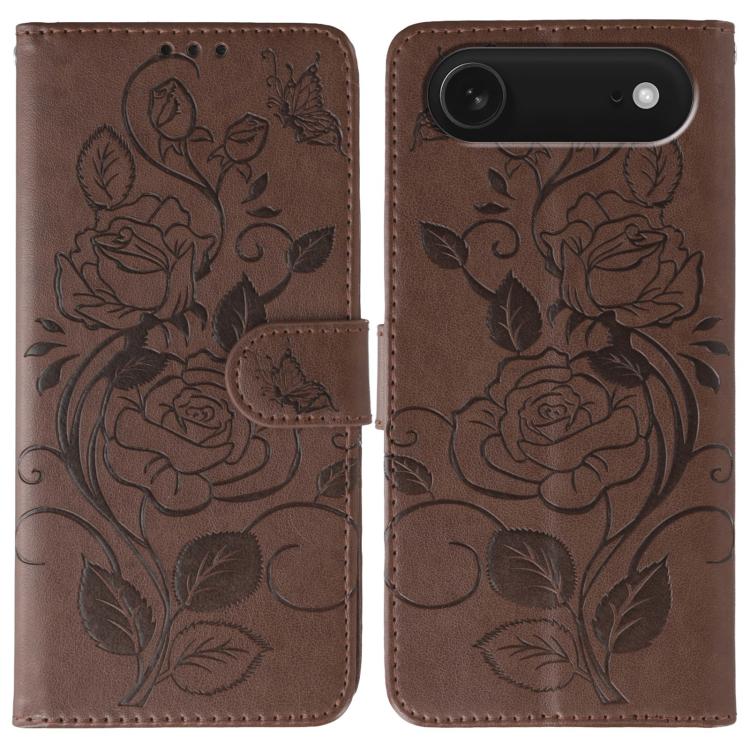 غطاء هاتف جلدي منقوش بوردة وفراشة، لهواتف iPhone 17e / 16e، iPhone 17 Pro Max، iPhone 17 Pro، iPhone 17، iPhone Air