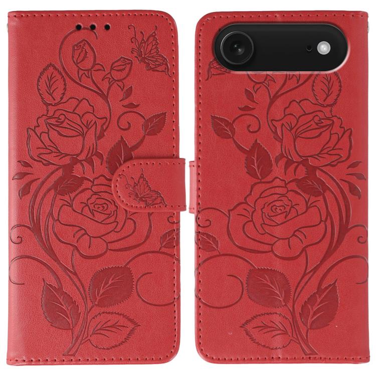 غطاء هاتف جلدي منقوش بوردة وفراشة، لهواتف iPhone 17e / 16e، iPhone 17 Pro Max، iPhone 17 Pro، iPhone 17، iPhone Air