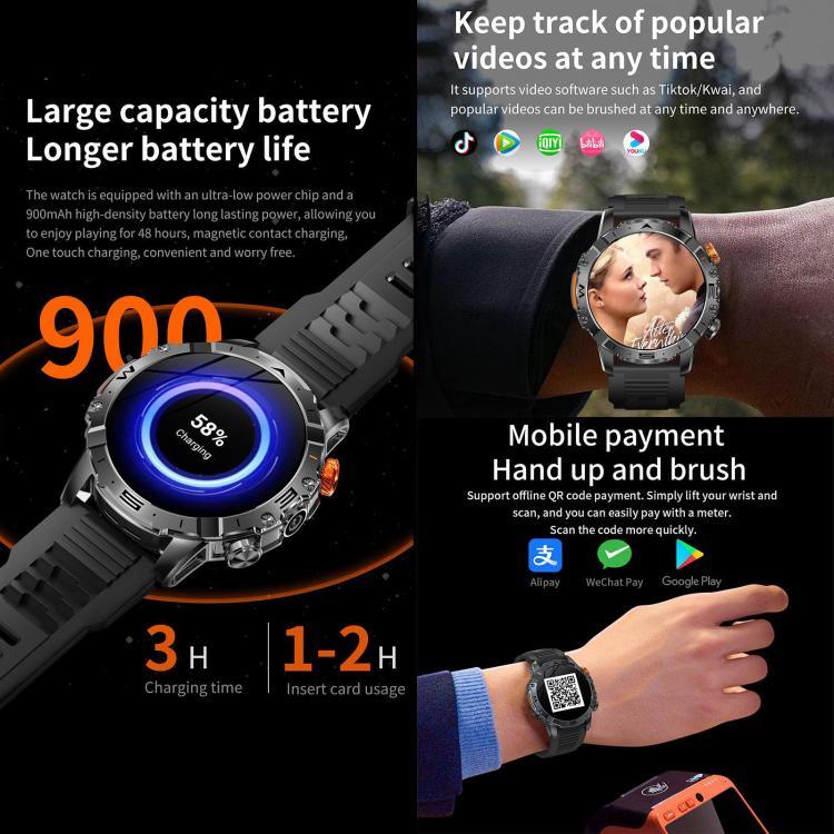ساعة ذكية BH11 4G LTE أندرويد 8.1، 2GB+16GB، معالج Unisoc 8541 رباعي النواة، تدعم معدل ضربات القلب / الأكسجين في الدم