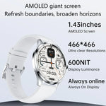 ساعة ذكية H77 بشاشة AMOLED بحجم 1.43 بوصة للصحة واللياقة، مقاومة للماء بمعيار IP67، تدعم مكالمات BT