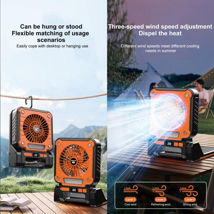 F3 Solar Powered USB Charging Portable Fan Camping Light