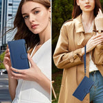 غطاء جلدي بسحاب مع 9 فتحات بطاقات وإغلاق مغناطيسي وحزام يد، لهواتف iPhone 17e / 16e، iPhone 17 Pro Max، iPhone 17 Pro، iPhone 17، iPhone Air، iPhone 16 Pro Max، iPhone 16 Pro، iPhone 16 Plus