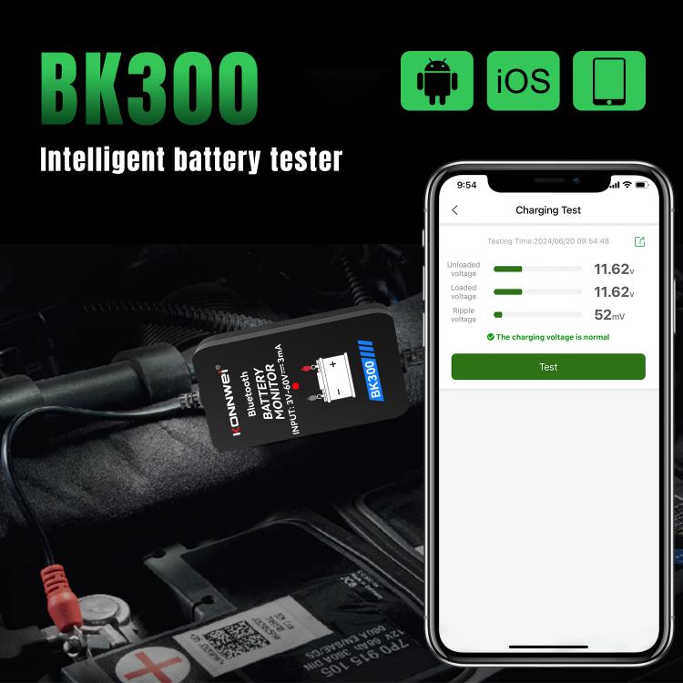 KONNWEI BK300 6V / 12V / 24V Car Bluetooth 5.0 Battery Monitor Diagnostic Tool, BK300