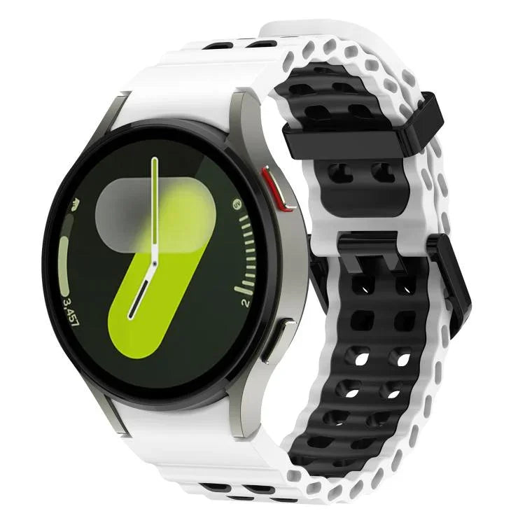 سوار ساعة سيليكون ثنائي اللون مع صفين من الثقوب Ocean، لساعات Samsung Galaxy Watch 7 مقاس 40 / 44مم