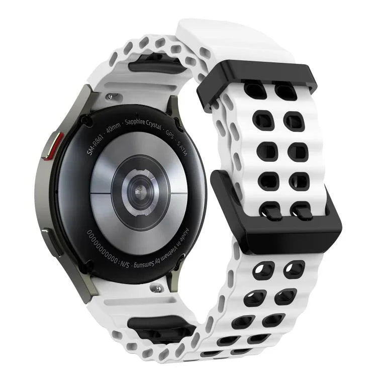 سوار ساعة سيليكون ثنائي اللون مع صفين من الثقوب Ocean، لساعات Samsung Galaxy Watch 7 مقاس 40 / 44مم