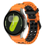 سوار ساعة سيليكون ثنائي اللون مع صفين من الثقوب Ocean، لساعات Samsung Galaxy Watch 7 مقاس 40 / 44مم