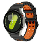 سوار ساعة سيليكون ثنائي اللون مع صفين من الثقوب Ocean، لساعات Samsung Galaxy Watch 7 مقاس 40 / 44مم