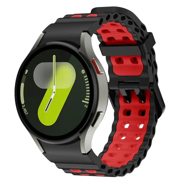سوار ساعة سيليكون ثنائي اللون مع صفين من الثقوب Ocean، لساعات Samsung Galaxy Watch 7 مقاس 40 / 44مم