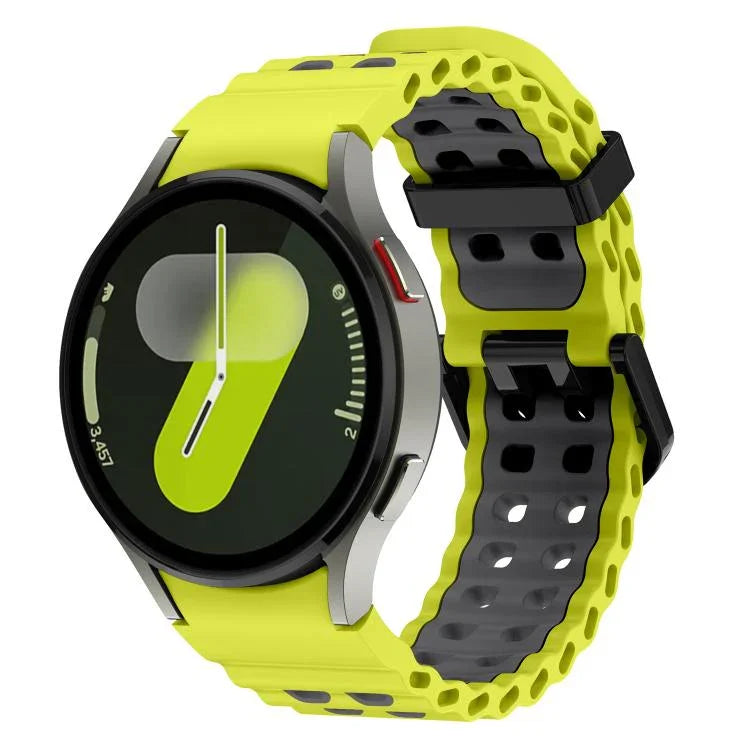 سوار ساعة سيليكون ثنائي اللون مع صفين من الثقوب Ocean، لساعات Samsung Galaxy Watch 7 مقاس 40 / 44مم