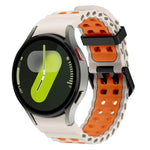 سوار ساعة سيليكون ثنائي اللون مع صفين من الثقوب Ocean، لساعات Samsung Galaxy Watch 7 مقاس 40 / 44مم