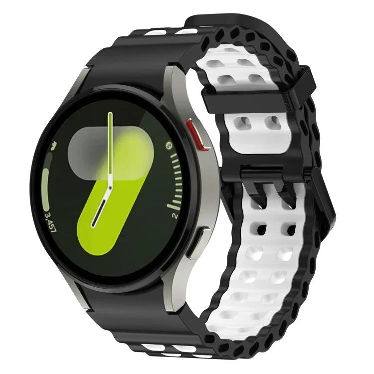 سوار ساعة سيليكون ثنائي اللون مع صفين من الثقوب Ocean، لساعات Samsung Galaxy Watch 7 مقاس 40 / 44مم