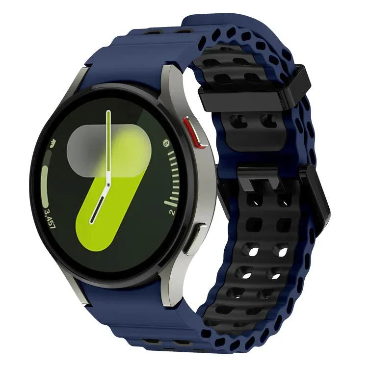 سوار ساعة سيليكون ثنائي اللون مع صفين من الثقوب Ocean، لساعات Samsung Galaxy Watch 7 مقاس 40 / 44مم