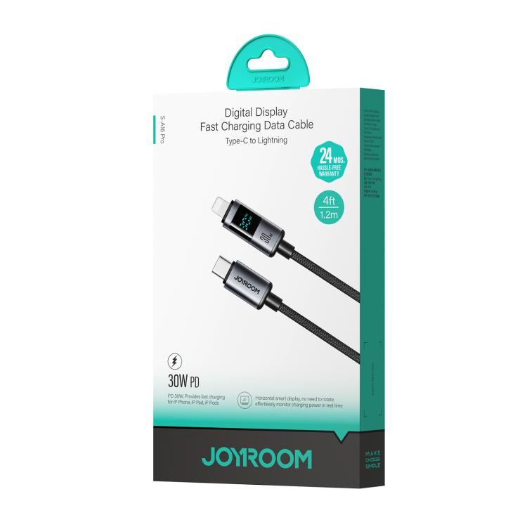 كابل بيانات شحن سريع JOYROOM S-A16 Pro Prism Series بقوة 30W مع شاشة رقمية من Type-C إلى 8 Pin، الطول: 1.2 متر، Type-C إلى 8 Pin