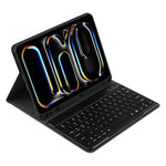 غطاء لوحي من الجلد مع لوحة مفاتيح بلوتوث بإضاءة ملونة، لجهاز iPad Air 11 2024 / Air 11 2025، لجهاز iPad Air 5 / Air 4 10.9