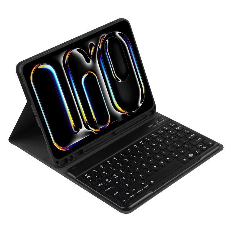 غطاء لوحي من الجلد مع لوحة مفاتيح بلوتوث بإضاءة ملونة، لجهاز iPad Air 11 2024 / Air 11 2025، لجهاز iPad Air 5 / Air 4 10.9