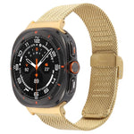 سوار ساعة معدني ميلانيزي منقوش مع إبزيم مدمج، لساعات Samsung Galaxy Watch Ultra 47مم / Ultra 2025