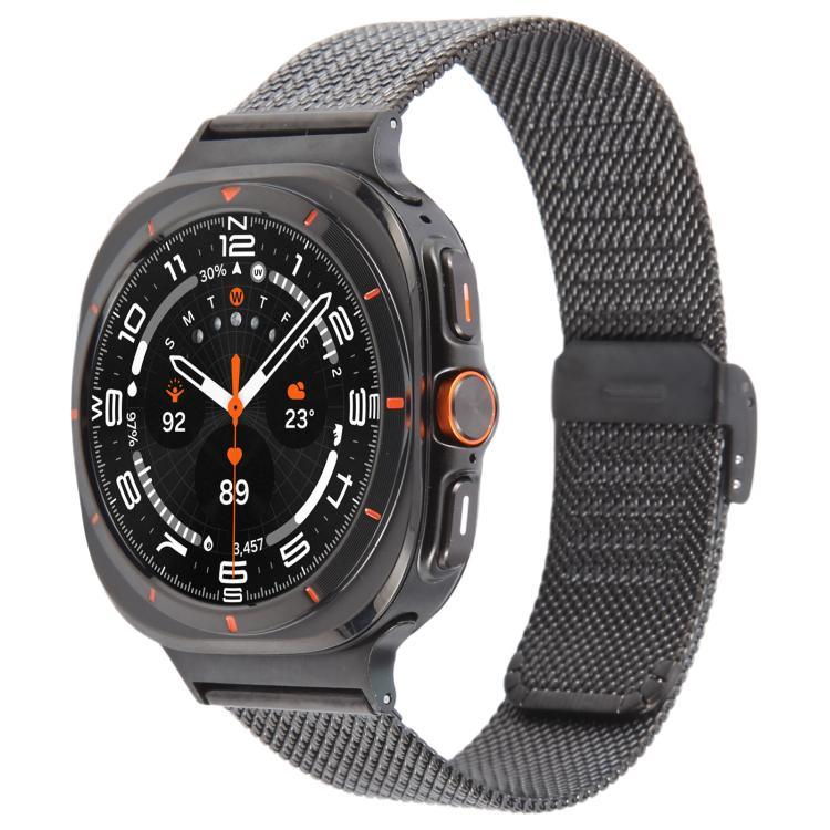 سوار ساعة معدني ميلانيزي منقوش مع إبزيم مدمج، لساعات Samsung Galaxy Watch Ultra 47مم / Ultra 2025