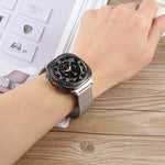 سوار ساعة معدني ميلانيزي منقوش مع إبزيم مدمج، لساعات Samsung Galaxy Watch Ultra 47مم / Ultra 2025
