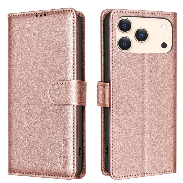 غطاء هاتف جلدي مضاد للسرقة بنقشة قشرة الليتشي مع تقنية RFID، لهواتف iPhone 17 Pro Max، iPhone 17 Pro، iPhone 17، iPhone Air