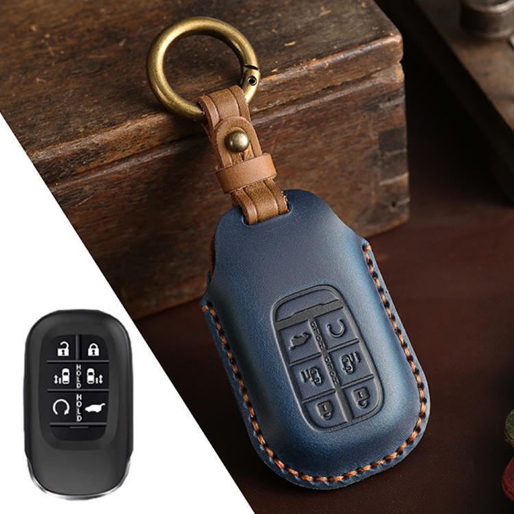 For Honda Odyssey 2024 Hallmo Crazy Horse Cowhide Car Key Protection Cover, For Honda Odyssey 2024 2-button, For Honda Odyssey 2024 5-button, For Honda Odyssey 2024 6-button