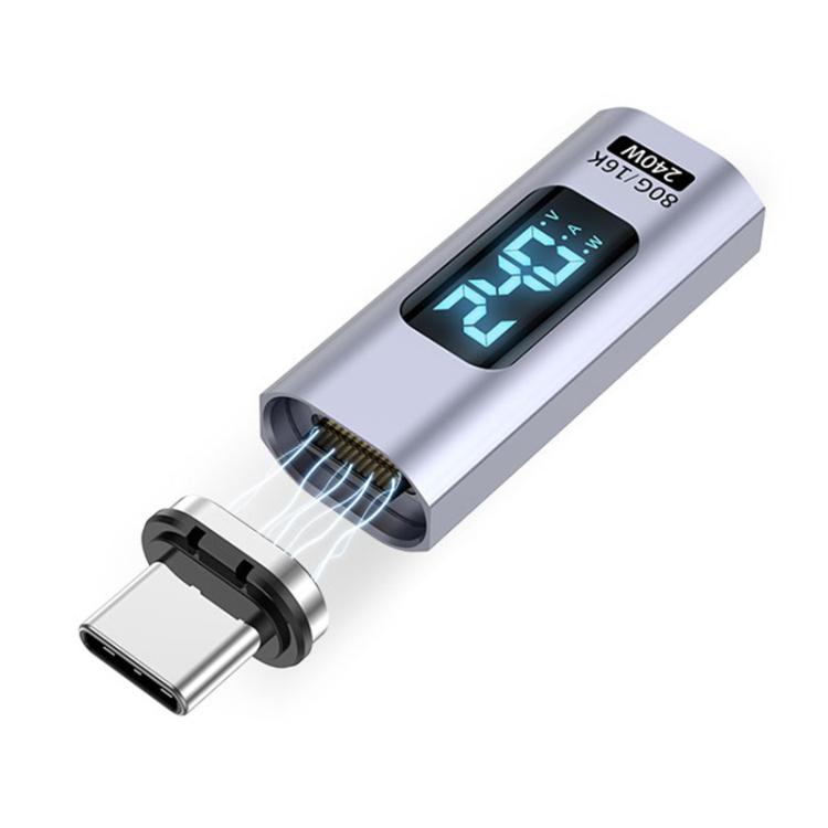محول مغناطيسي شفط رقمي PD240W من ذكر Type-C إلى أنثى، سرعة 80 جيجابت في الثانية، 60 ألف دورة، رأس مستقيم، رأس زاوية