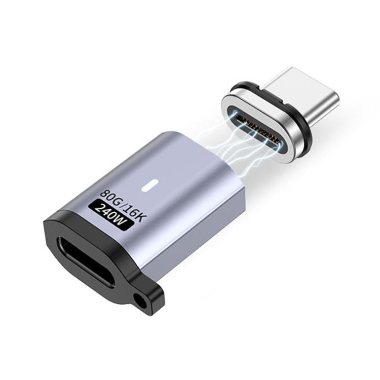 محول مغناطيسي شفط PD240W من ذكر Type-C إلى أنثى، سرعة 80 جيجابت في الثانية، 60 ألف دورة، رأس مستقيم، رأس زاوية، رأس زاوية جانبي