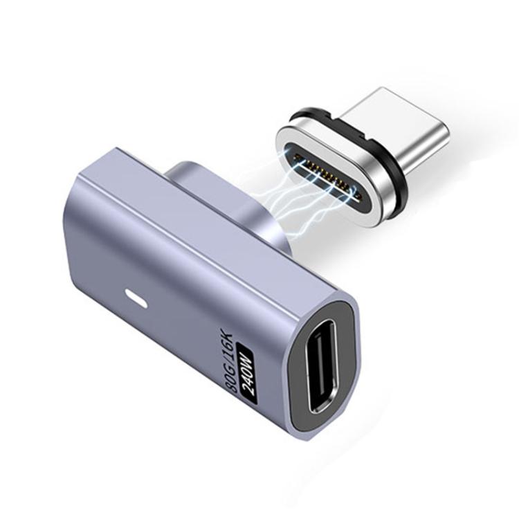 محول مغناطيسي شفط PD240W من ذكر Type-C إلى أنثى، سرعة 80 جيجابت في الثانية، 60 ألف دورة، رأس مستقيم، رأس زاوية، رأس زاوية جانبي
