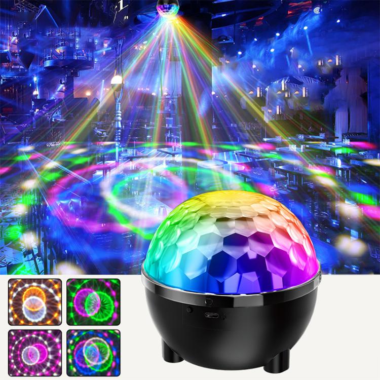 مصباح كرة سحرية دوار LED RGB على المسرح، تحكم صوتي، تحكم عن بعد