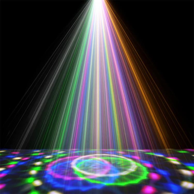مصباح كرة سحرية دوار LED RGB على المسرح، تحكم صوتي، تحكم عن بعد