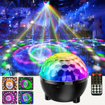 مصباح كرة سحرية دوار LED RGB على المسرح، تحكم صوتي، تحكم عن بعد