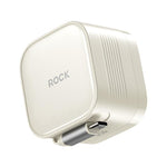 شاحن جداري ROCK T90 PD35W Type-C منفذ واحد GaN مع كابل Type-C قابل للسحب، قابس المملكة المتحدة، قابس الاتحاد الأوروبي