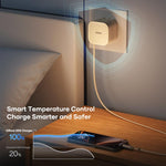 شاحن جداري ROCK T90 PD35W Type-C منفذ واحد GaN مع كابل Type-C قابل للسحب، قابس المملكة المتحدة، قابس الاتحاد الأوروبي