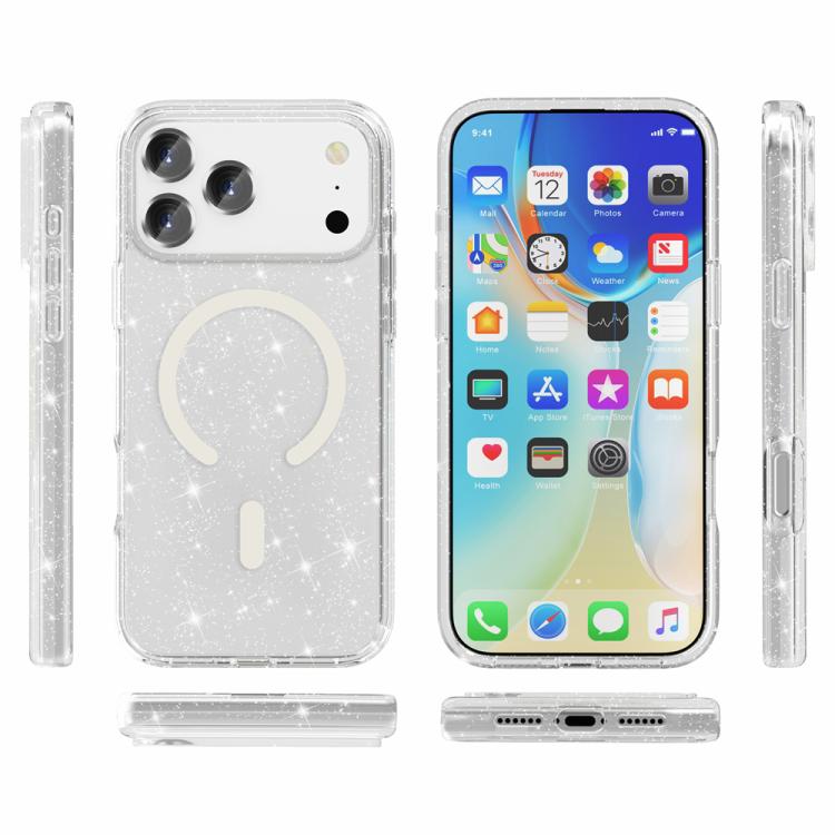 غطاء هاتف مغناطيسي MagSafe بنمط مسحوق لامع على طراز Terminator، لهواتف iPhone 17 Pro Max، iPhone 17 Pro، iPhone 17، iPhone Air