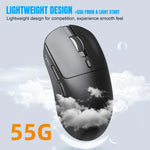 فأرة ألعاب خفيفة الوزن HXSJ T68 بثلاثة أوضاع سلكية 2.4G BT5.1 لاسلكية، T68