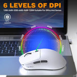 فأرة ألعاب خفيفة الوزن HXSJ T68 بثلاثة أوضاع سلكية 2.4G BT5.1 لاسلكية، T68