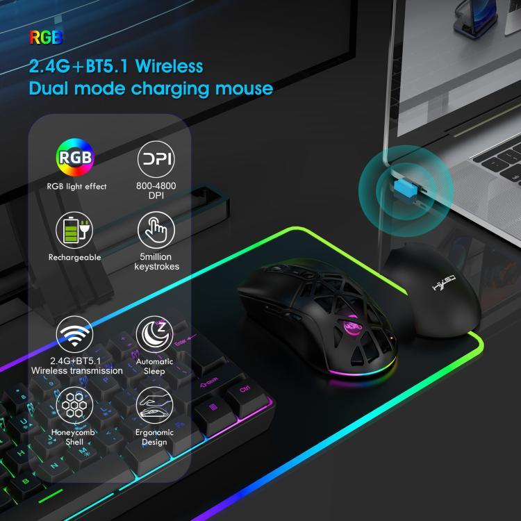 فأرة لاسلكية قابلة لإعادة الشحن HXSJ T26 بوضعين 2.4G BT5.1، T26