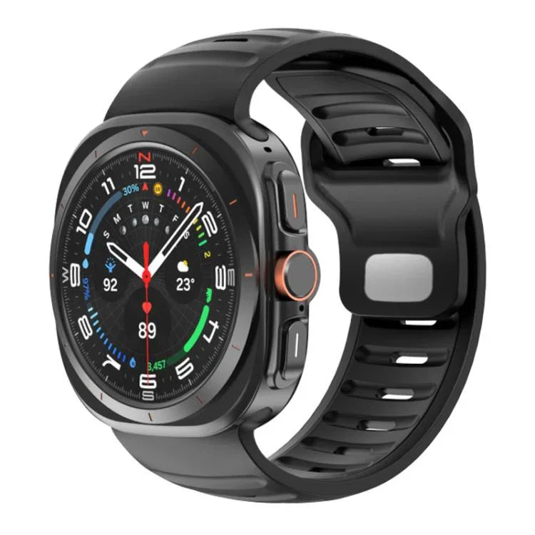 Striped Two Color Silicone Watch Band, For Samsung Galaxy Watch Ultra 47mm / Ultra 2025