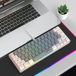 لوحة مفاتيح غشائية HXSJ V400 سلكية بإضاءة خلفية RGB وتوافق ألوان، 63 مفتاح، طول الكابل: 1.7 متر، V400 بيج + رمادي، V400 رمادي + بيج، V400 بيج + رمادي + برتقالي، V400 رمادي + بيج + برتقالي