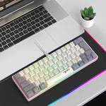 لوحة مفاتيح غشائية HXSJ V400 سلكية بإضاءة خلفية RGB وتوافق ألوان، 63 مفتاح، طول الكابل: 1.7 متر، V400 بيج + رمادي، V400 رمادي + بيج، V400 بيج + رمادي + برتقالي، V400 رمادي + بيج + برتقالي
