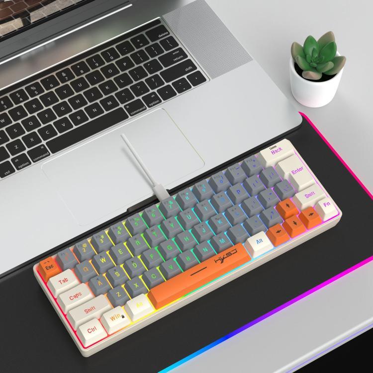 لوحة مفاتيح غشائية HXSJ V400 سلكية بإضاءة خلفية RGB وتوافق ألوان، 63 مفتاح، طول الكابل: 1.7 متر، V400 بيج + رمادي، V400 رمادي + بيج، V400 بيج + رمادي + برتقالي، V400 رمادي + بيج + برتقالي